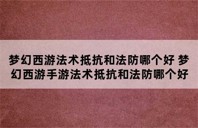 梦幻西游法术抵抗和法防哪个好 梦幻西游手游法术抵抗和法防哪个好